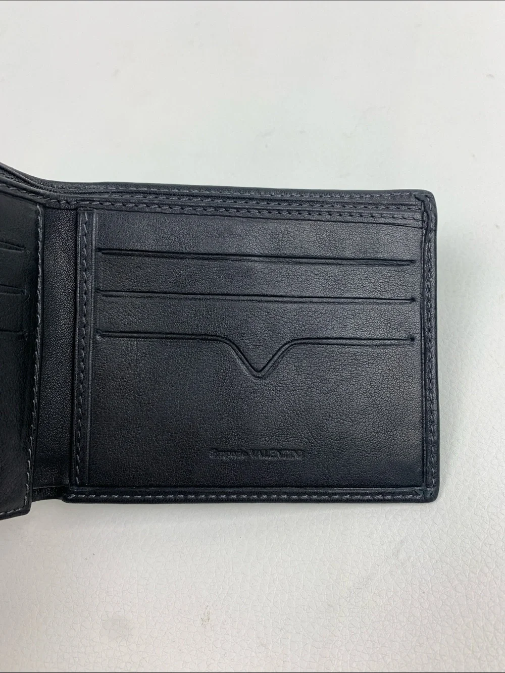 Vera Pelle Italy Black Leather Bi-Fold Men’s Wallet Genuine leather Green lining